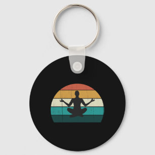 Retro Yoga Pose Vintage Mind Meditation Body Worko Key Ring