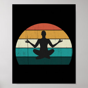 Retro Yoga Pose Vintage Mind Meditation Body Worko Poster