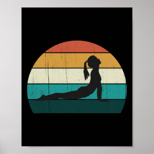 Retro Yoga Pose Vintage Mind Meditation Body Worko Poster