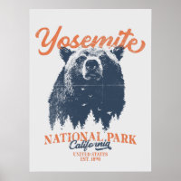 Retro Yosemite National Park California Black Bear