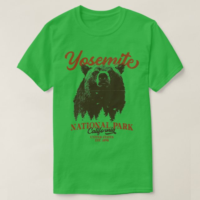 Retro Yosemite National Park California Black Bear T-Shirt (Design Front)