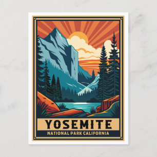 Retro Yosemite National Park California Postcard