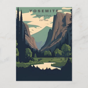 retro Yosemite National Park Half Dome California Postcard