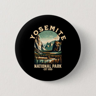 Retro Yosemite National Park Usa Vintage Hiking  6 Cm Round Badge