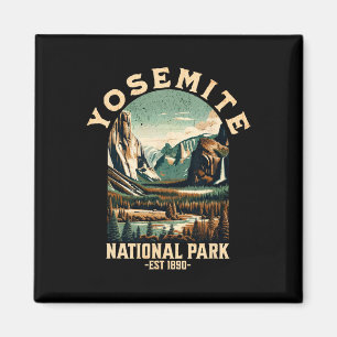 Retro Yosemite National Park Usa Vintage Hiking Magnet