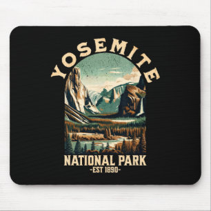 Retro Yosemite National Park Usa Vintage Hiking Mouse Pad