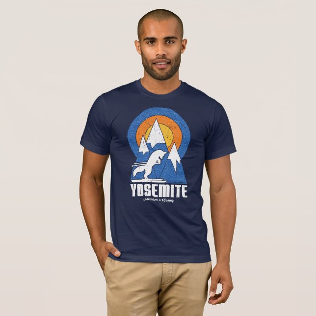 Retro Yosemite Ski White Fox T-Shirt (Front Full)