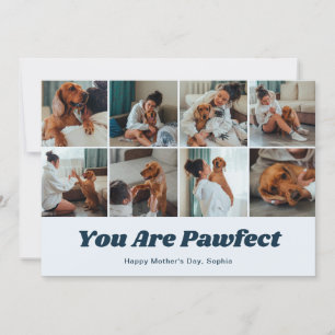 Retro You Are Pawfect Dog Mum 12 Photo Blue Holiday Card