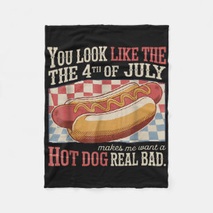 Retro You Look Like The 4th Of July Makes Me Want Fleece Blanket