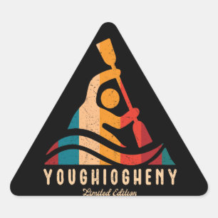 Retro Youghiogheny River Kayaking Triangle Sticker