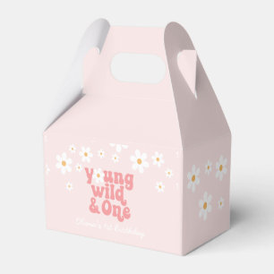 Retro Young Wild One Pink Daisy Favour Box