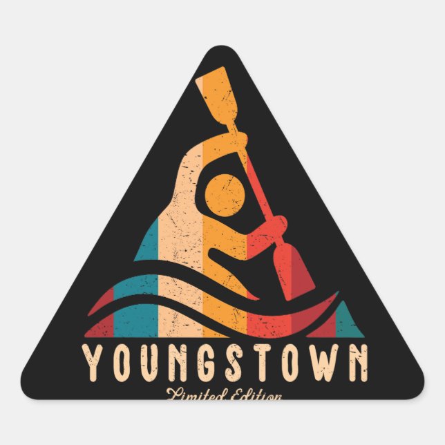 Retro Youngstown Kayaking Triangle Sticker (Front)