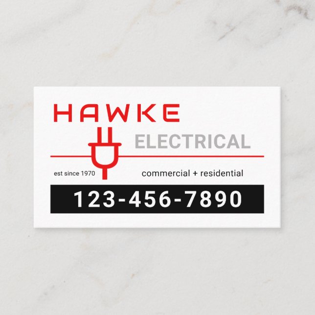 Retro Your Name Powers Plug Business Card (Front)