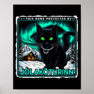 Retro Yule Cat Icelandic This Home Protected Jólak Poster