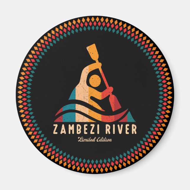 Retro Zambezi River Kayaking Magnet (Front)