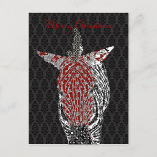 Retro Zebra Postcard Black Christmas