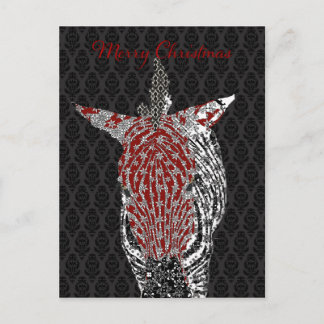 Retro Zebra Postcard Black Christmas