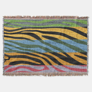 Retro Zebra Skin Print Pattern Burlap Rustic #2 Throw Blanket