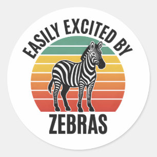 Retro Zebra Sunset with Fun Wild Spirit Classic Round Sticker