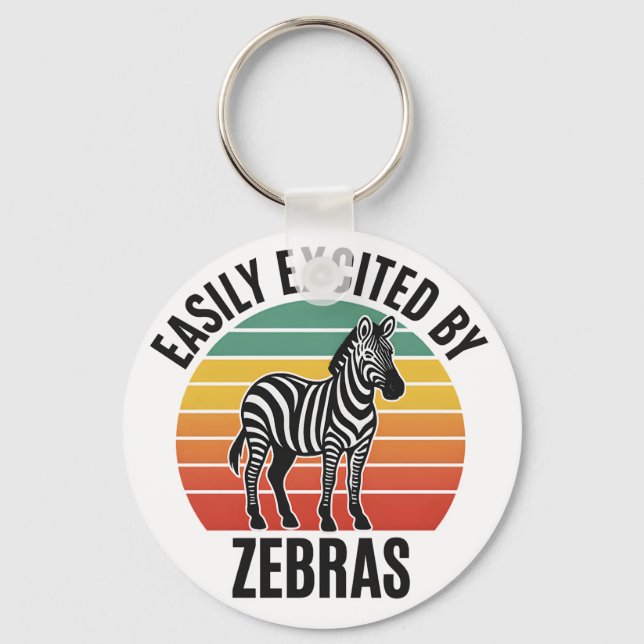 Retro Zebra Sunset with Fun Wild Spirit Key Ring (Front)