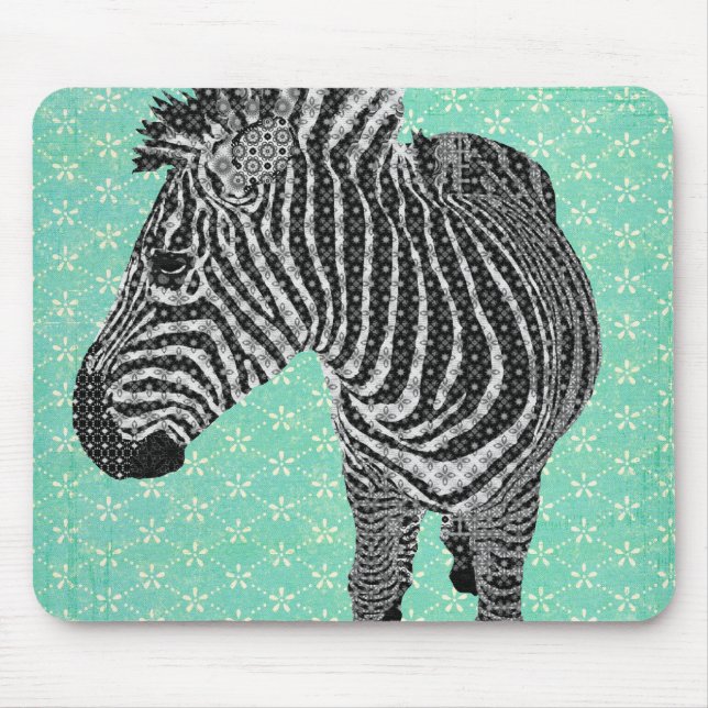 Retro Zebra Turqoise Mousepad (Front)