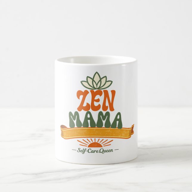 Retro Zen Mama Yoga Lotus Boho Coffee Mug (Center)