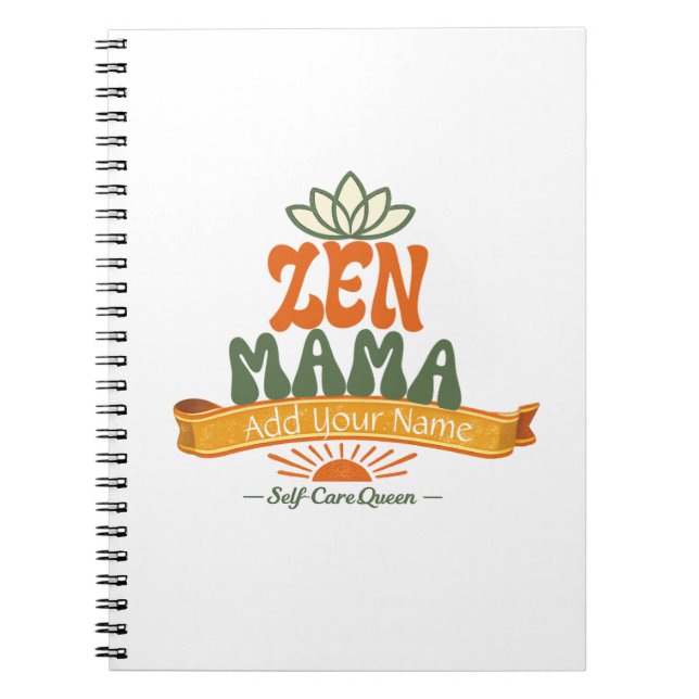 Retro Zen Mama Yoga Lotus Personalized Art Noteboo Notebook (Front)