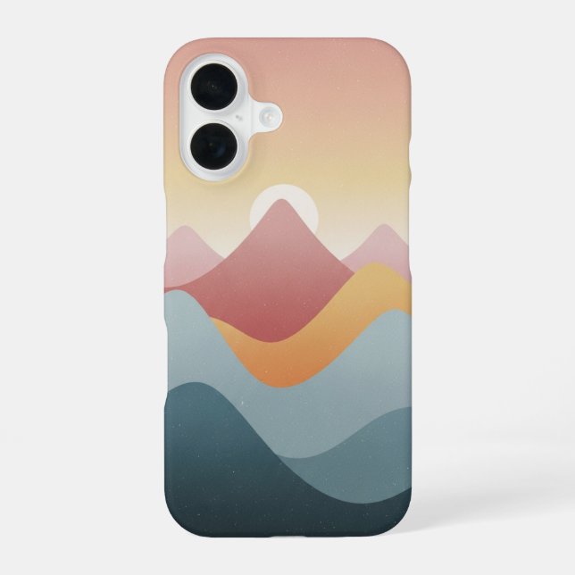 Retro Zen Mountains iPhone 16 Case (Back)