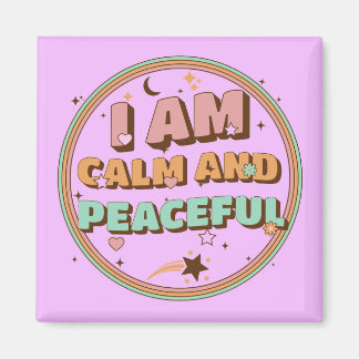 Retro Zen Vibes I Am Calm and Peaceful Magnet