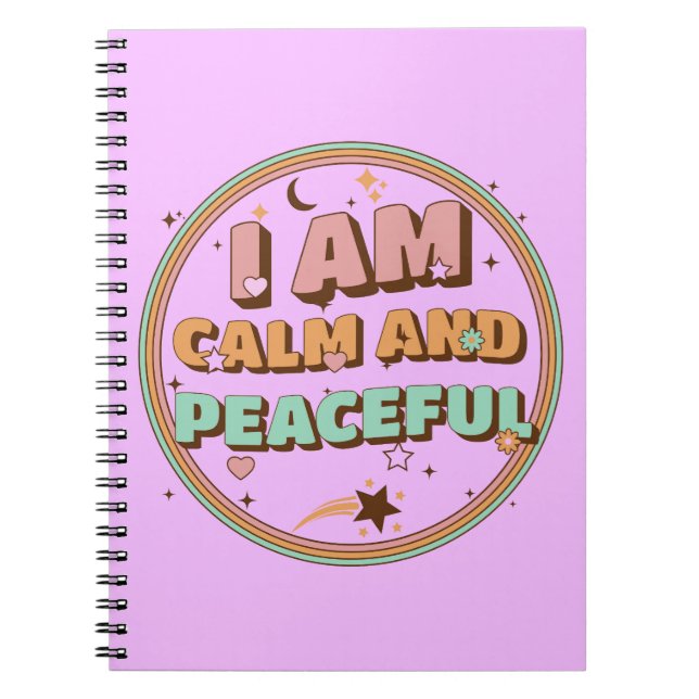 Retro Zen Vibes I Am Calm and Peaceful Notebook (Front)