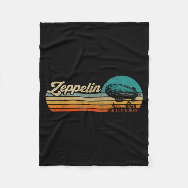 Retro zeppelin 70s 80s dirigible airship zepelin  fleece blanket (Front)
