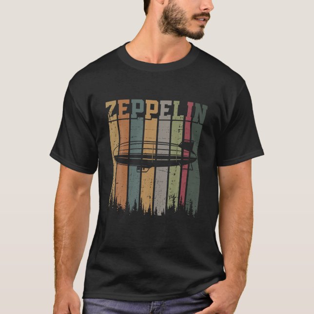 Retro Zeppelin 70s 80s Dirigible Airship Zepelin Z T-Shirt (Front)