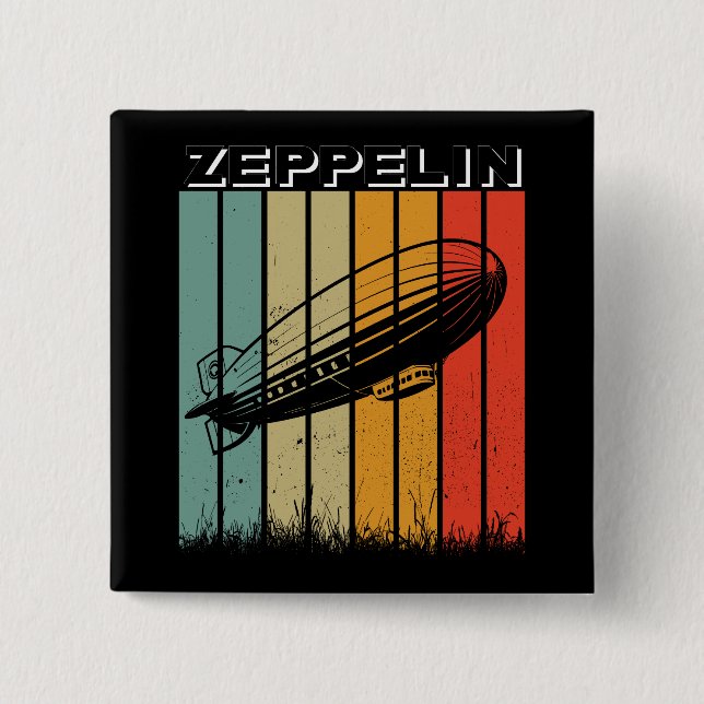 Retro Zeppelin Dirigible Airship Zepelin Zepplin 15 Cm Square Badge (Front)