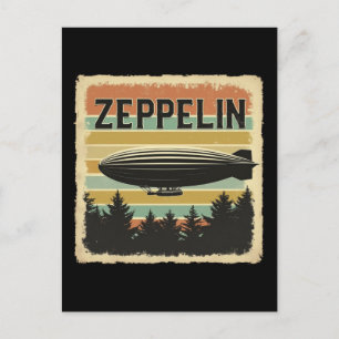 Retro Zeppelin Dirigible Airship Zepelin Zepplin Holiday Postcard