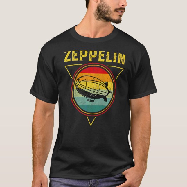 Retro Zeppelin  Dirigible Blimp Airship 70s 80s T-Shirt (Front)