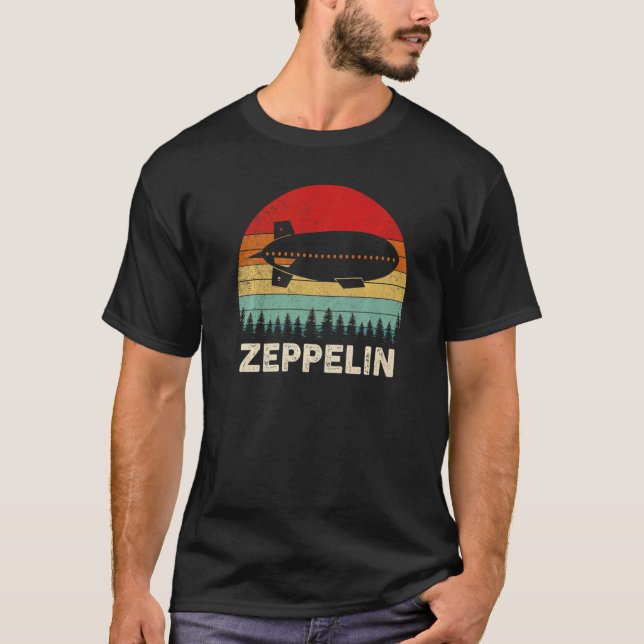 Retro Zeppelin Distressed Dirigible Vintage Sunset T-Shirt (Front)