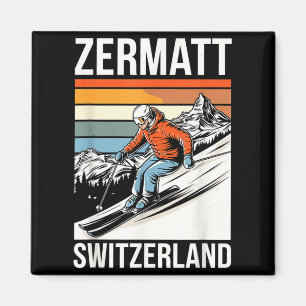 Retro zermatt switzerland ski resort fun alpine magnet
