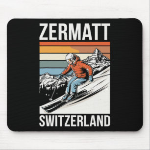 Retro Zermatt Switzerland Ski Resort Mouse Pad