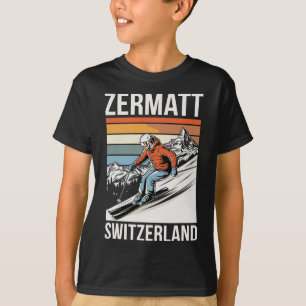 Retro Zermatt Switzerland Ski Resort T-Shirt