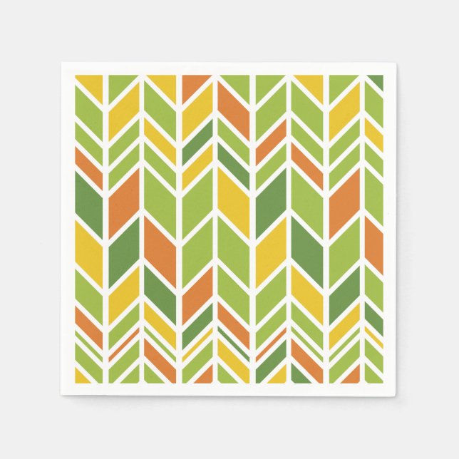 Retro Zig-Zag Orange & Green Chevron Napkin (Front)