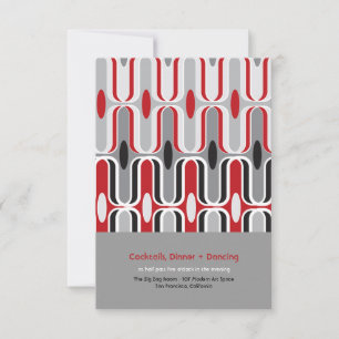 Retro Zig Zag Pattern Modern Art Wedding Reception Invitation