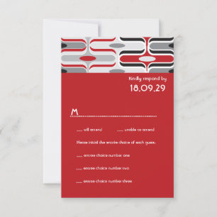 Retro Zig Zag Pattern Modern Art Wedding RSVP Card