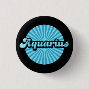 Retro Zodiac Aquarius Button
