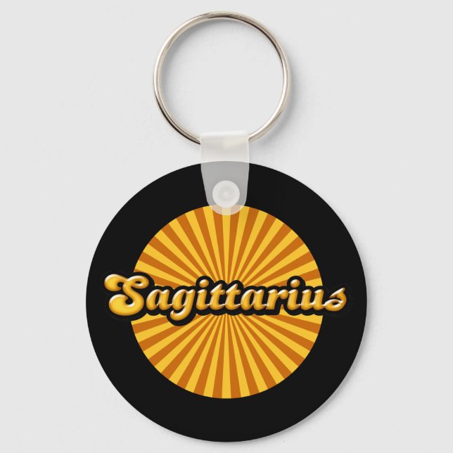 Retro Zodiac Sagittarius Key Ring (Front)