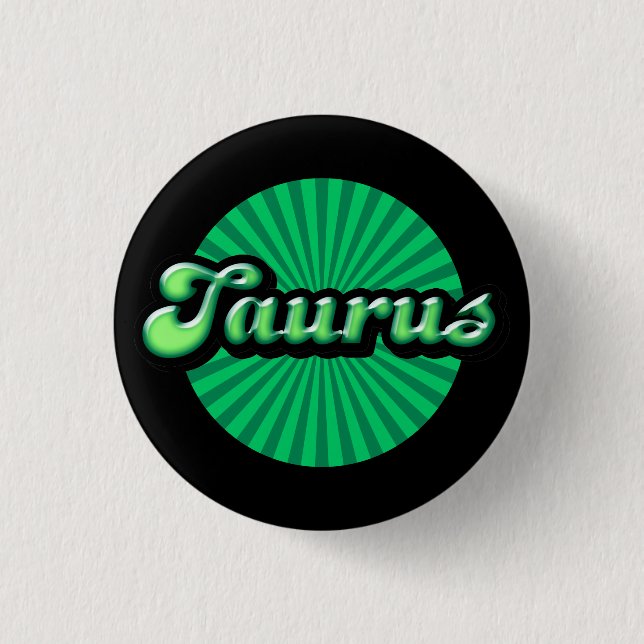 Retro Zodiac Taurus Pinback Button (Front)