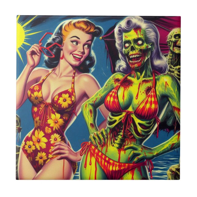 Retro Zombie Pin-up Tile (Front)