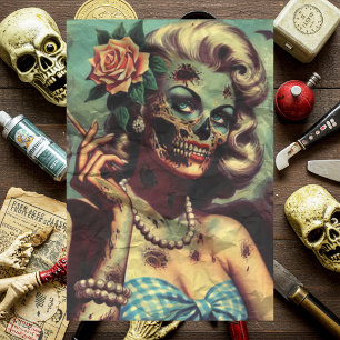 Retro Zombie Pinup Tissue Paper