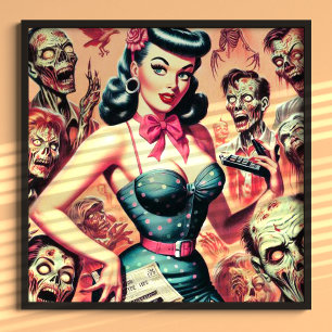 Retro Zombies Pin-up Poster