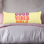 RetroBody Pillow<br><div class="desc">Bring a burst of positivity to your space with this Good Vibes Only body pillow! Designed with a groovy retro font in bold pinks, purples, and oranges, this pastel yellow pillow is all about spreading joy, happiness, and chill vibes. Whether you're lounging, relaxing, or adding flair to your bedroom or...</div>