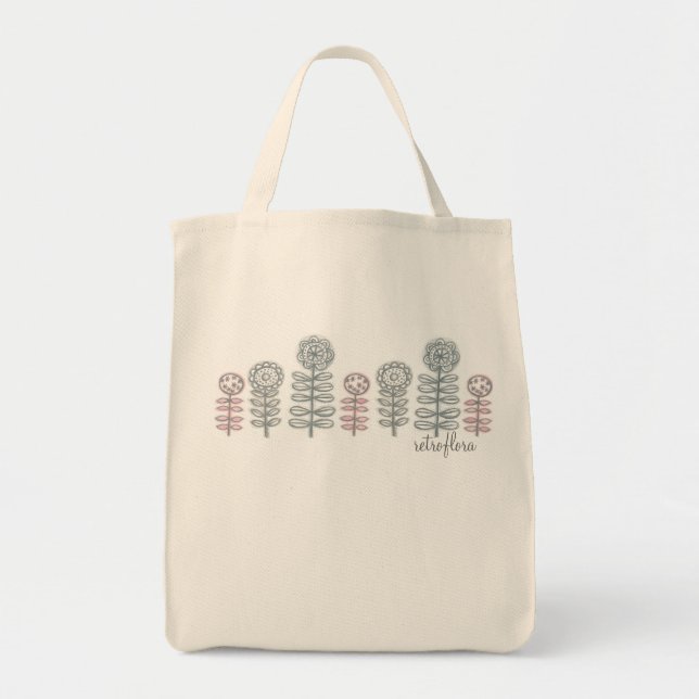 retroflora line grocery tote with  type (Front)